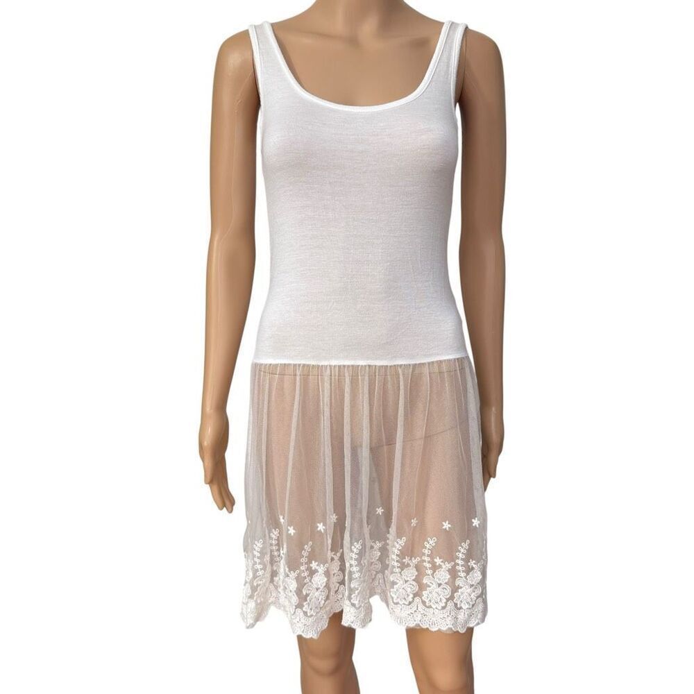 WannaB extender lace top tunic size S white